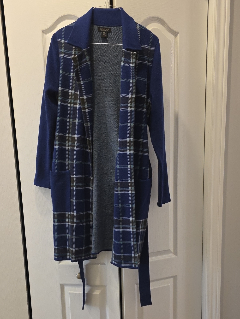 Rachel Zoe Blue Plaid Open Cardigan